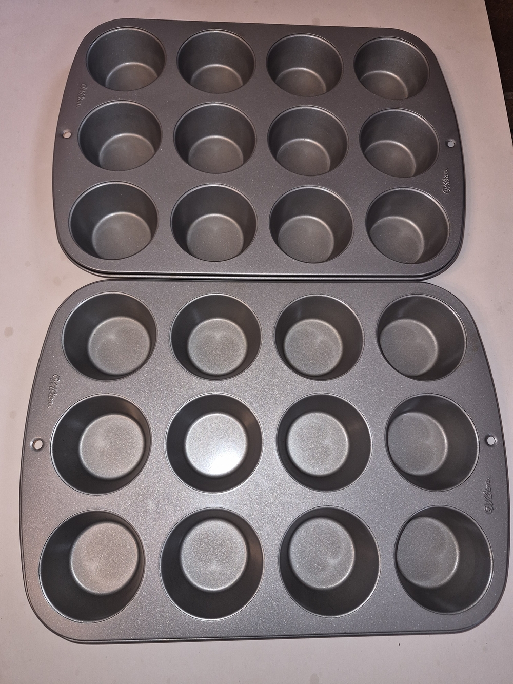 Wilton Nonstick Gray 12-Cup Muffin Pan Set Lot Of 2